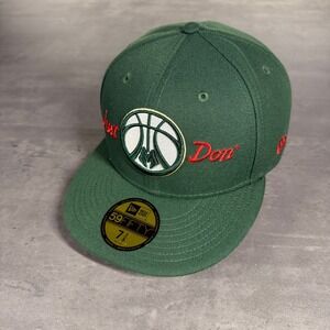 Just Don Milwaukee Bucks New Era Hat 7 3/8 Dark Green Alternative Red Logoman
